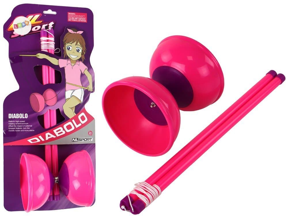 Gra Zręcznościowa Jojo Żonglowanie Diabolo Różowe 13.5x11.5 cm, Lean Toys