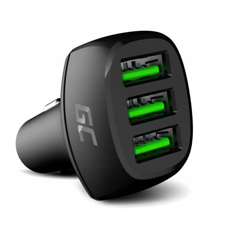 Green Cell Mocna Ładowarka Samochodowa 3X Usb 54W Szybkie Ładowanie Qc 3.0