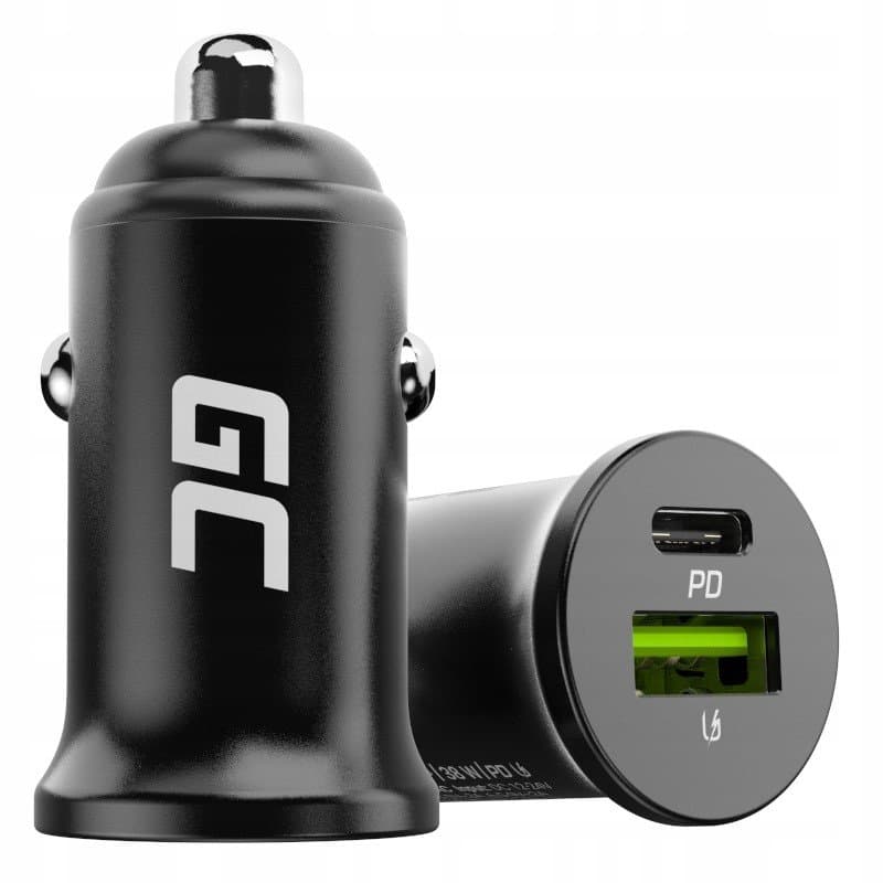 Green Cell Powerride Nano Szybka Ładowarka Samochodowa Usb-C Usb 6A 38W