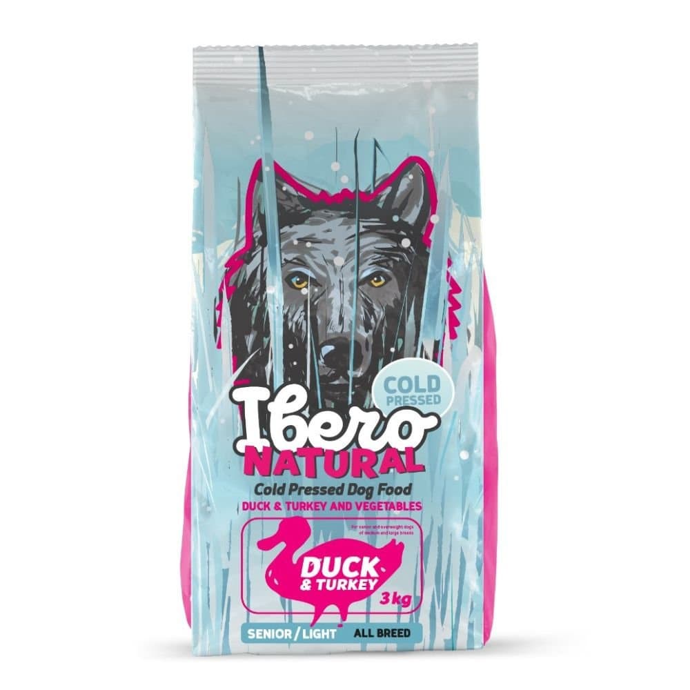 Ibero Cold Press Dog Senior Duck/Turkey - karma tłoczona na zimno dla psów starszych i z nadwagą - indyk i kaczka - 3 kg