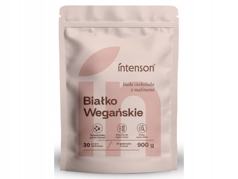 Intenson Wegańskie białko smak biała czekolada i malina 900g