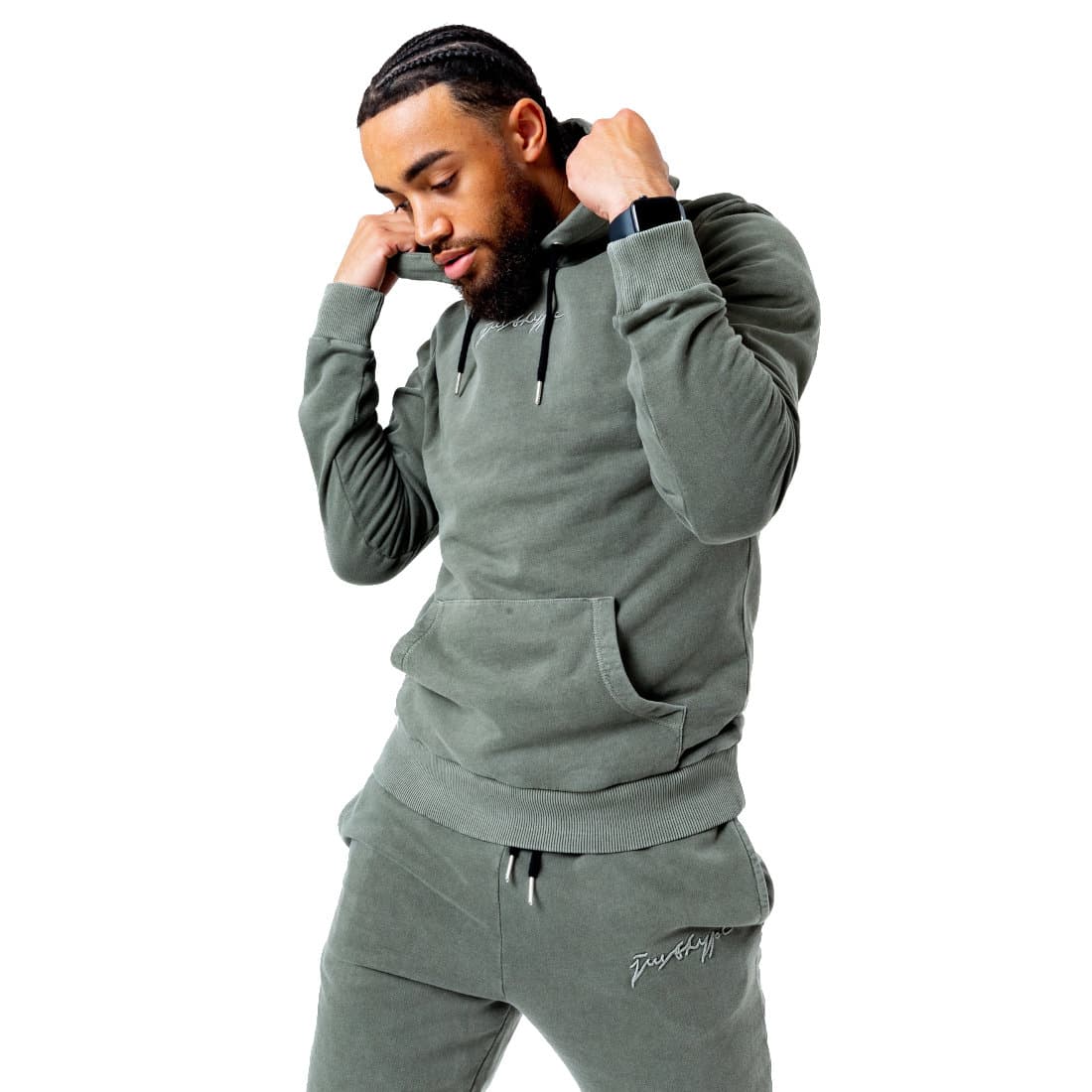 Justhype Acid Wash Hoody TWLR-135, Mężczyzna, Bluza sportowa, Zielony