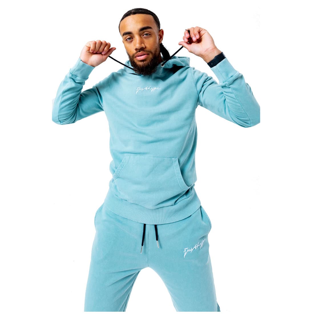 Justhype Acid Wash Hoody TWLR-137, Mężczyzna, Bluza sportowa, Niebieski