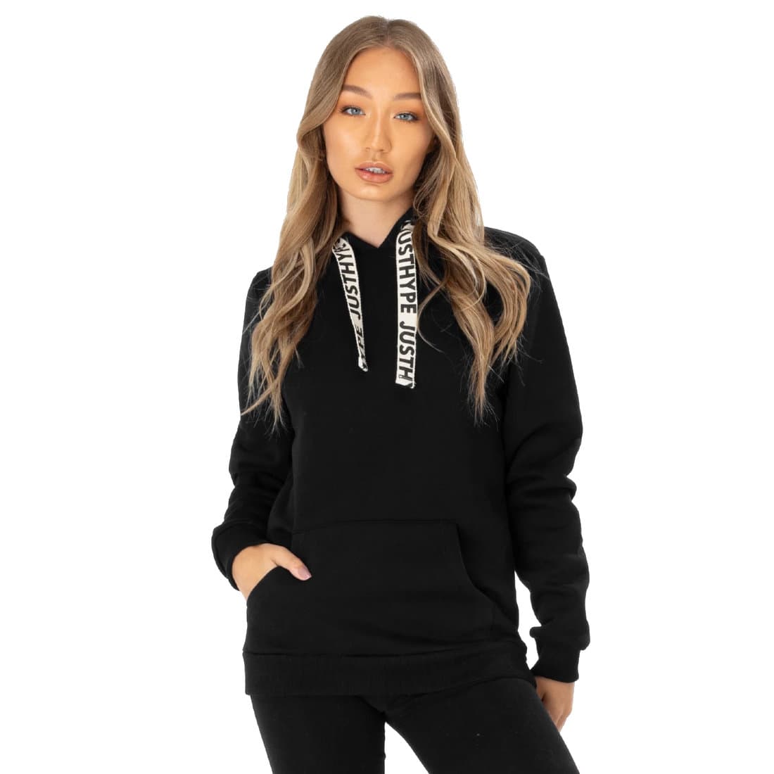 Justhype Drawcord Hoodie NXTWOM3017, Kobieta, Bluza sportowa, Czarny