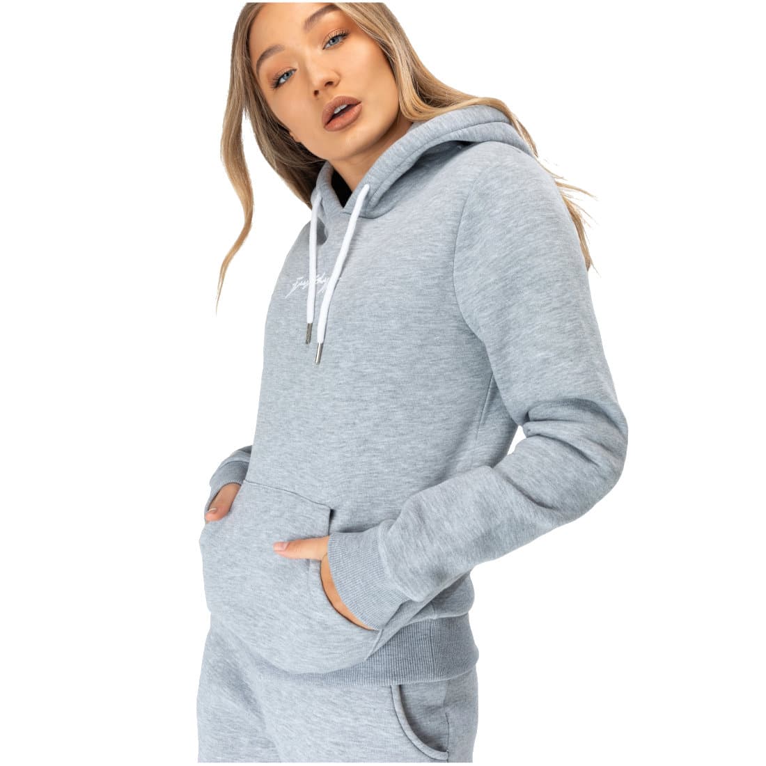 Justhype Scribble Logo Hoodie HYPSCRIBW009, Kobieta, Bluza sportowa, Szary