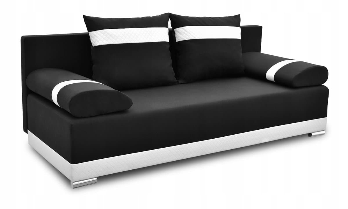 Kanapa Rozkładana Sofa Do Spania Pojemnik Na Pościel Orlean Plus Czarna