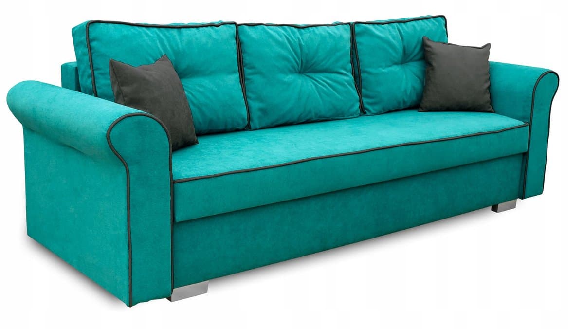 Kanapa Rozkładana Wersalka Sofa Funkcja Spania Z Pojemnikiem Merida Turkus