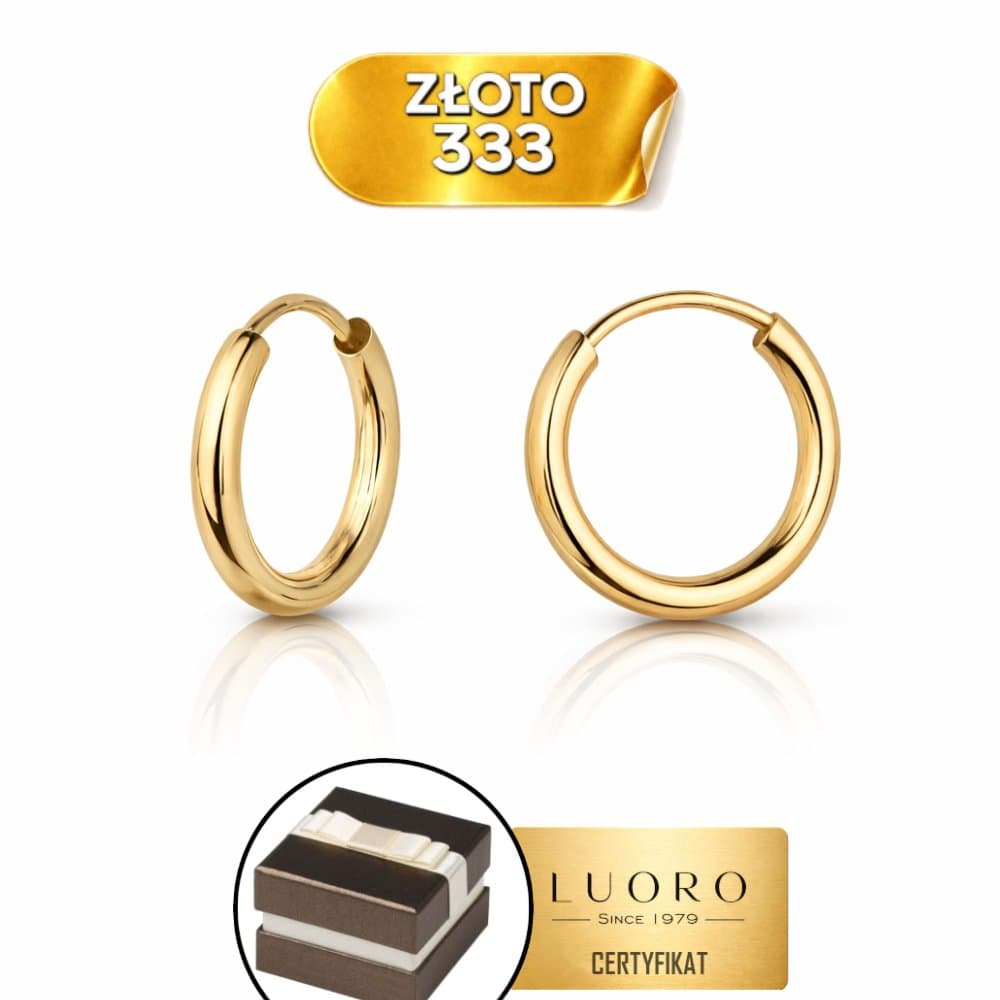 KOLCZYKI ZŁOTE 333 8K KOŁA 18 MM LEKKIE ZAPIĘCIE KREOL ELEGANCKIE