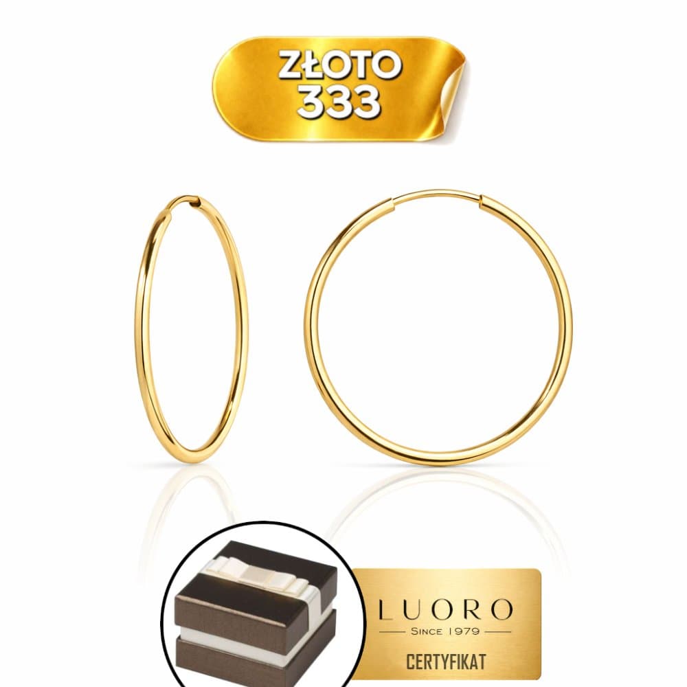 KOLCZYKI ZŁOTE 333 8K KÓŁKA 3 CM LEKKIE SYSTEM FLEX PREZENT