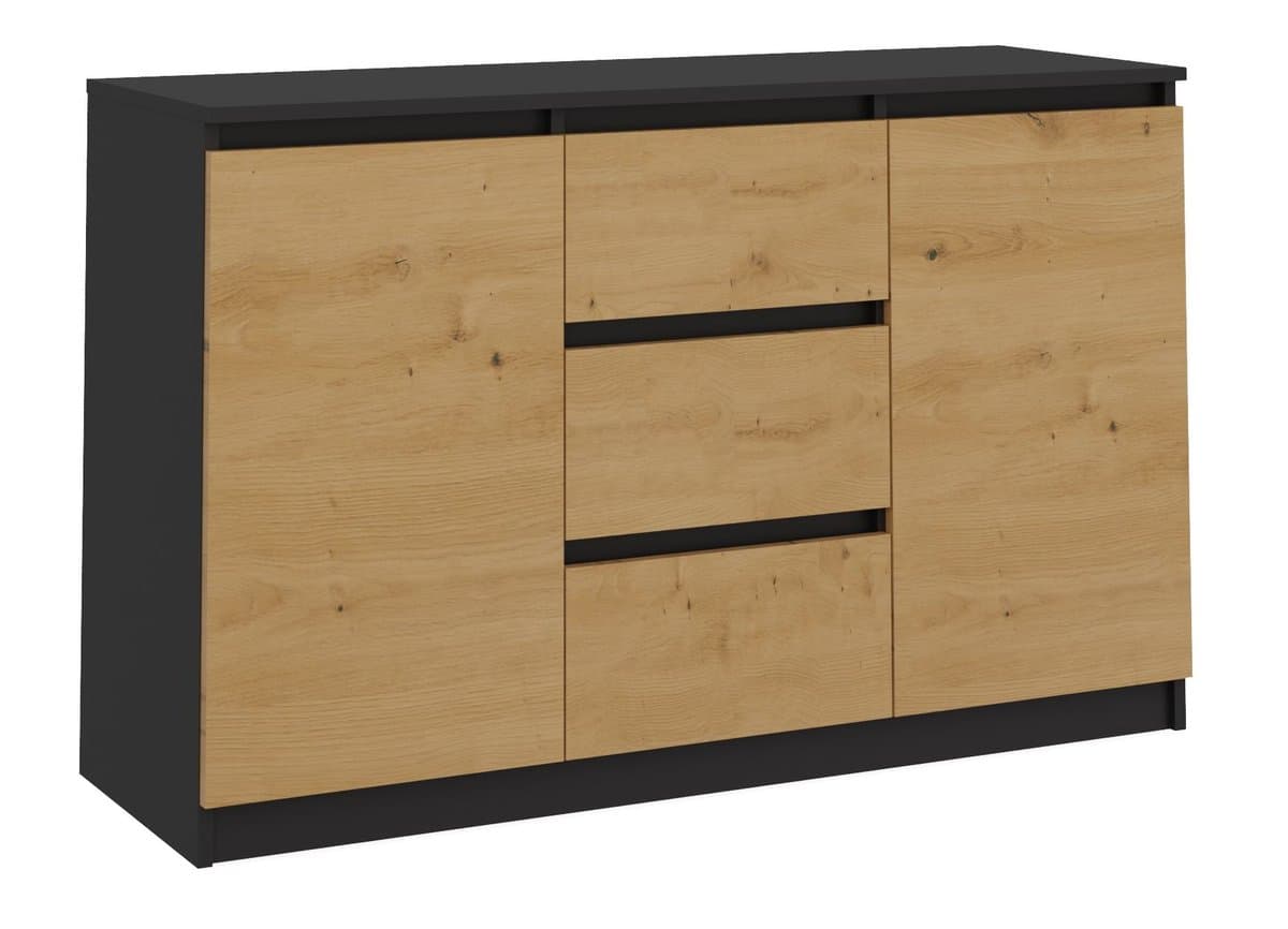 Komoda 2D3S 120 Cm Dąb Artisan Blat Antracyt 2 Drzwi 3 Szuflady Do Salonu Topeshop