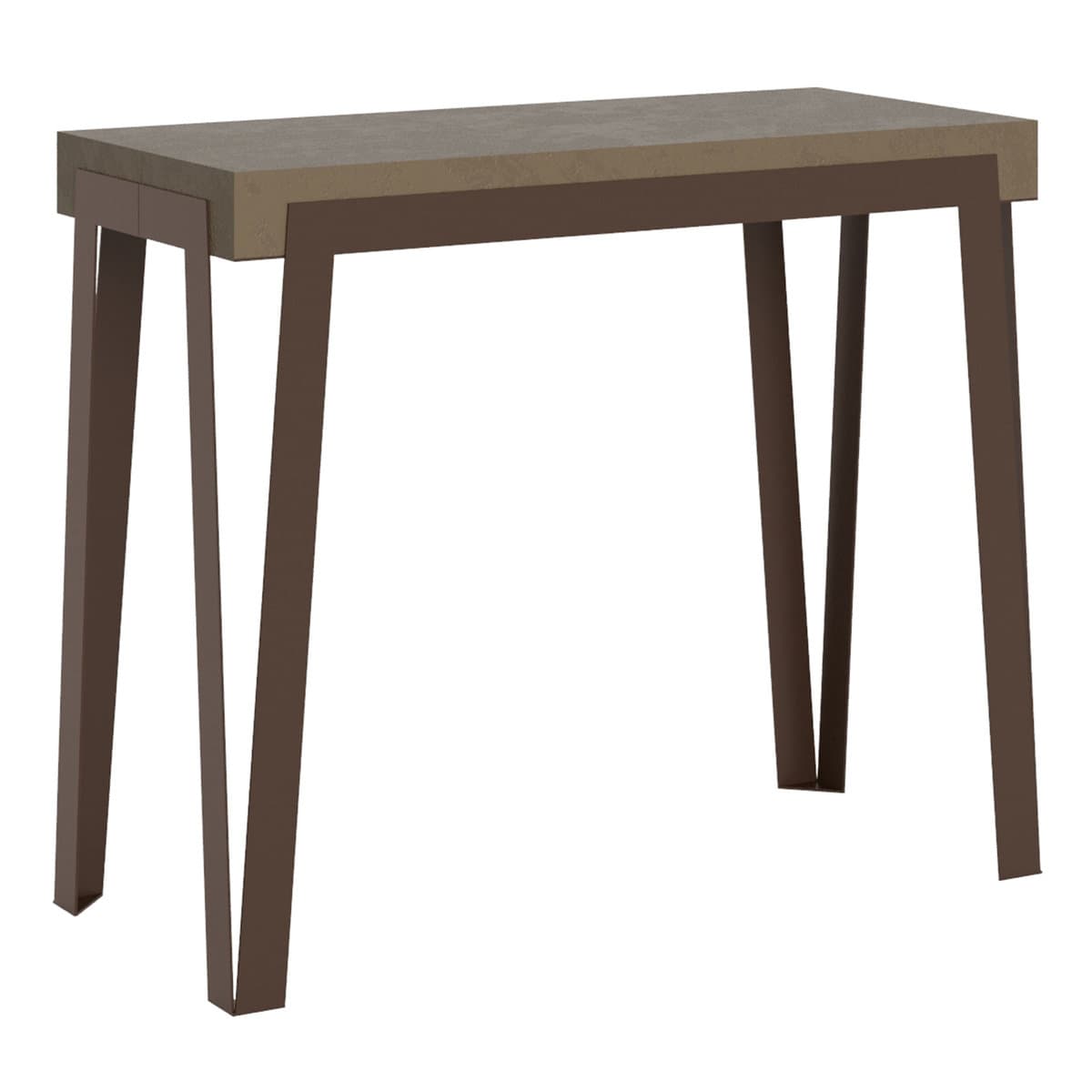 Konsola rozkładana 90x40/196 cm Rio Small Szaro-beżowy rama w kolorze Rdzy