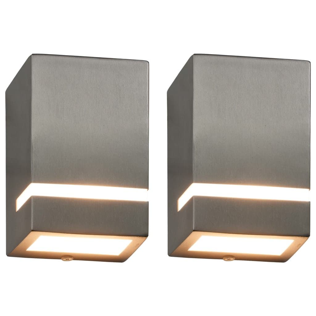 Lampy ścienne vidaXL, zewnętrzne, srebrne, 15x9,5x7,5 cm, 2 szt.