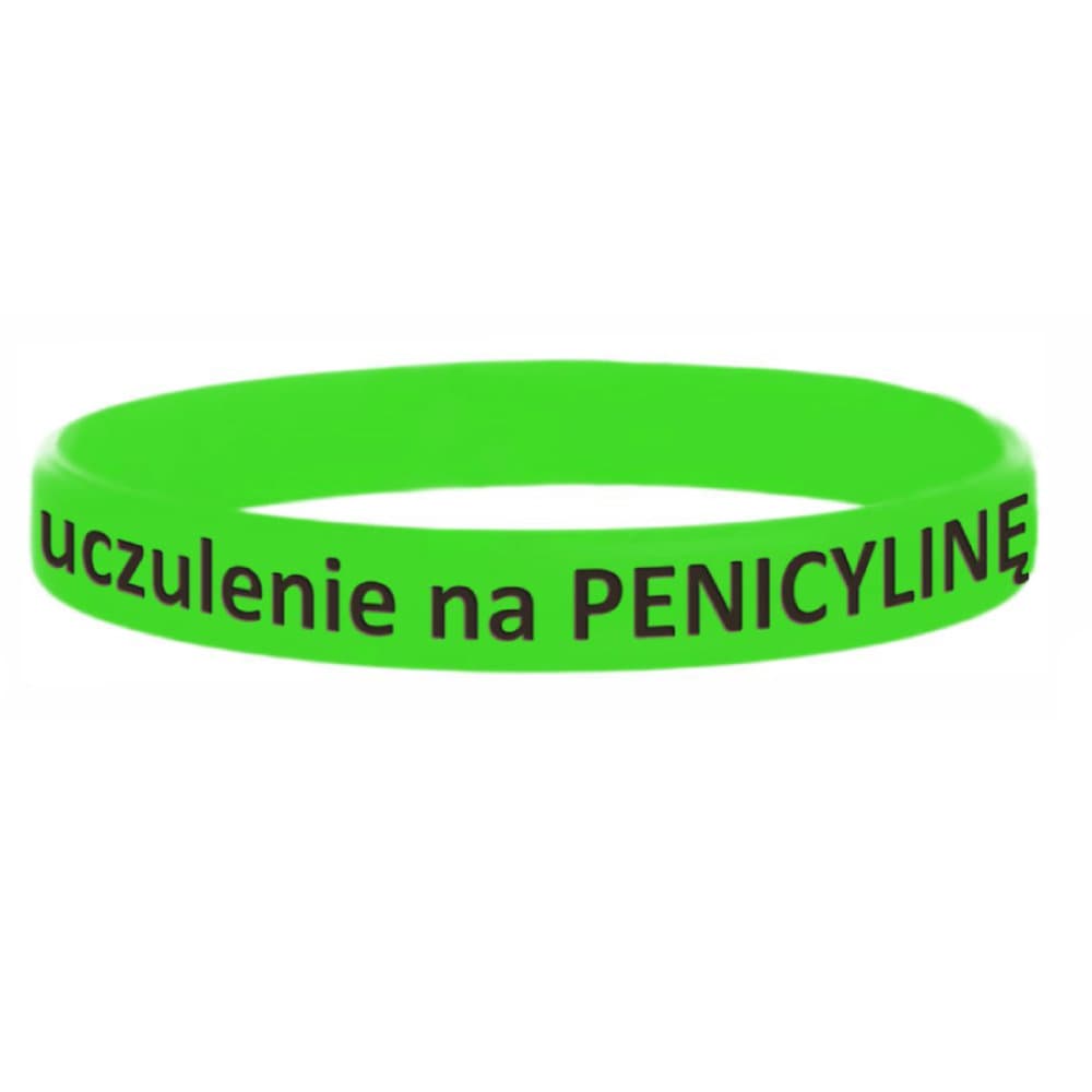 Opaska silikonowa na nadgarstek - Uczulenie na penicylinę - zielona