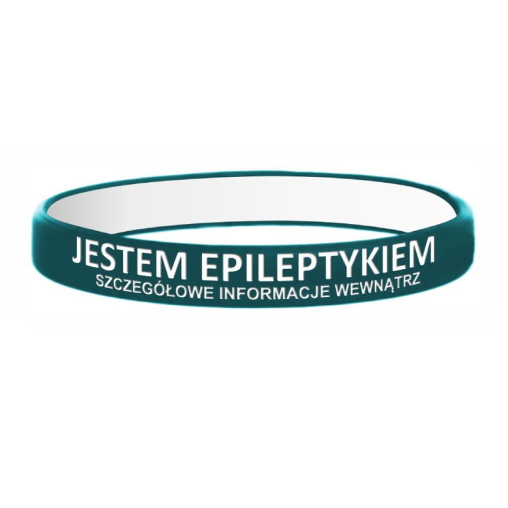 Opaska silikonowa na nadgarstek z miejscem na informacje - Jestem Epileptykiem - ciemna zieleń