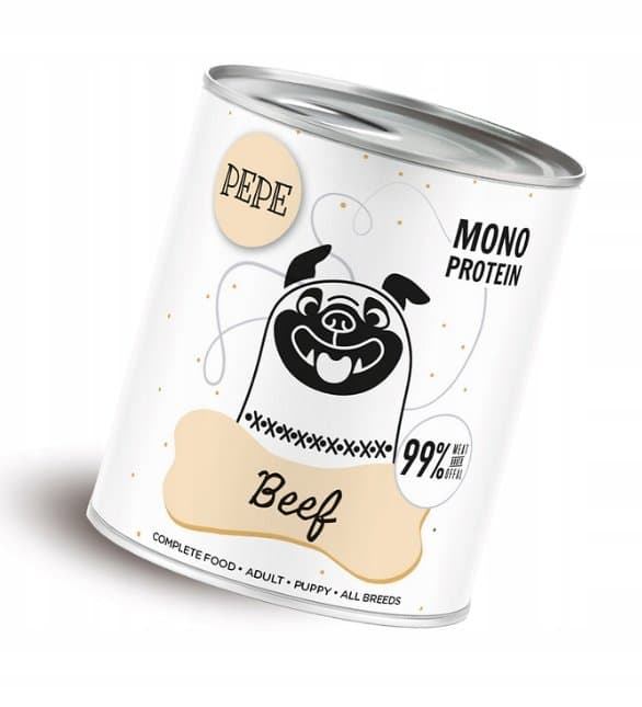 PAKA Zwierzaka PEPE BEEF MONOPROTEIN Monobiałkowa dla Psa WOŁOWINA 800g