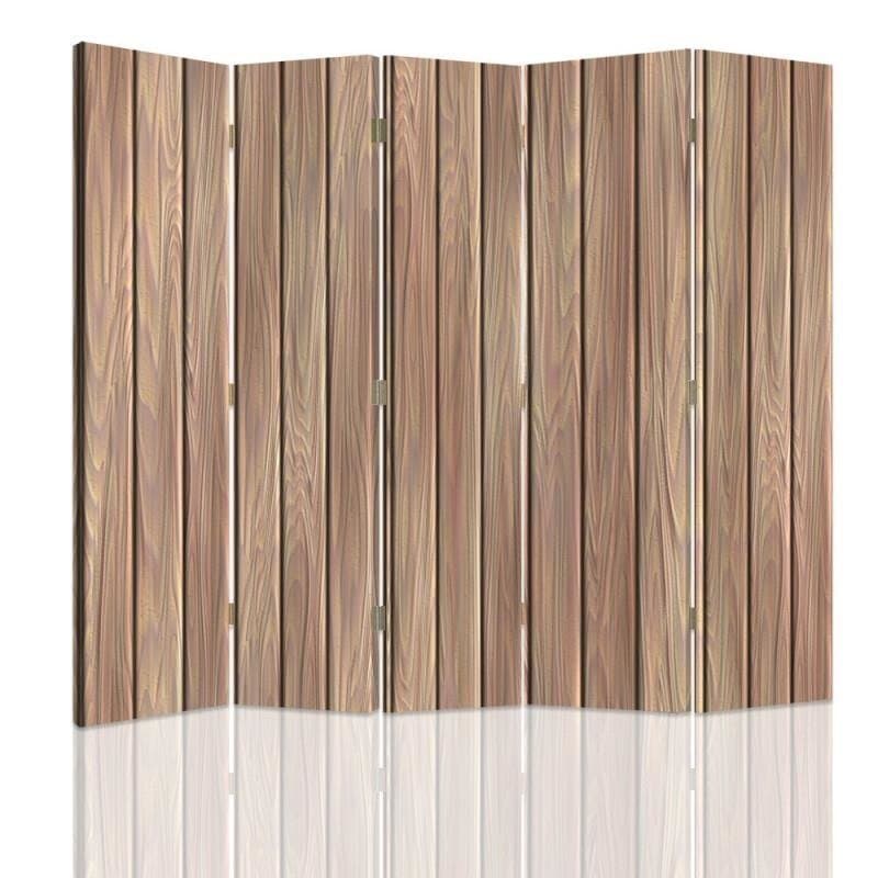 Parawan pokojowy FEEBY, Deski z drewna, Obrotowy 180x170cm 5-częściowy