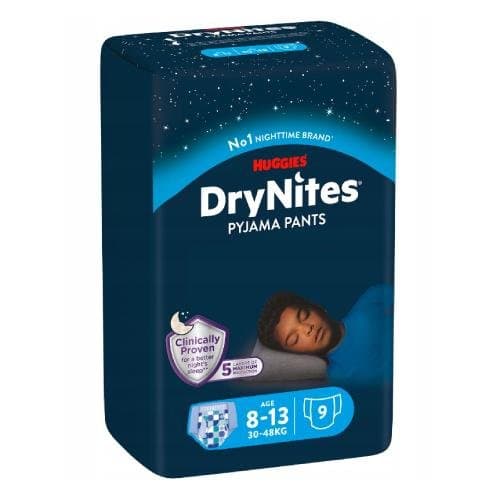 Pieluchomajtki HUGGIES na noc dla chłopca DryNites Boy 8-13 lat (30-48kg) 9 szt