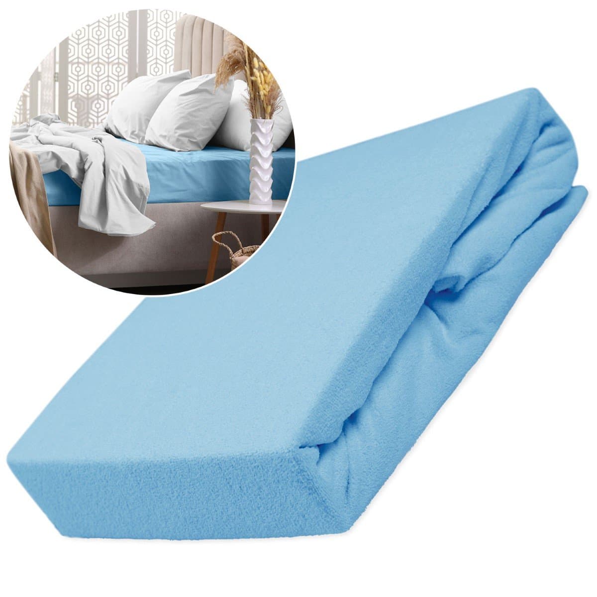 Prześcieradło frotte z gumką 60x120 009 niebieskie Darymex