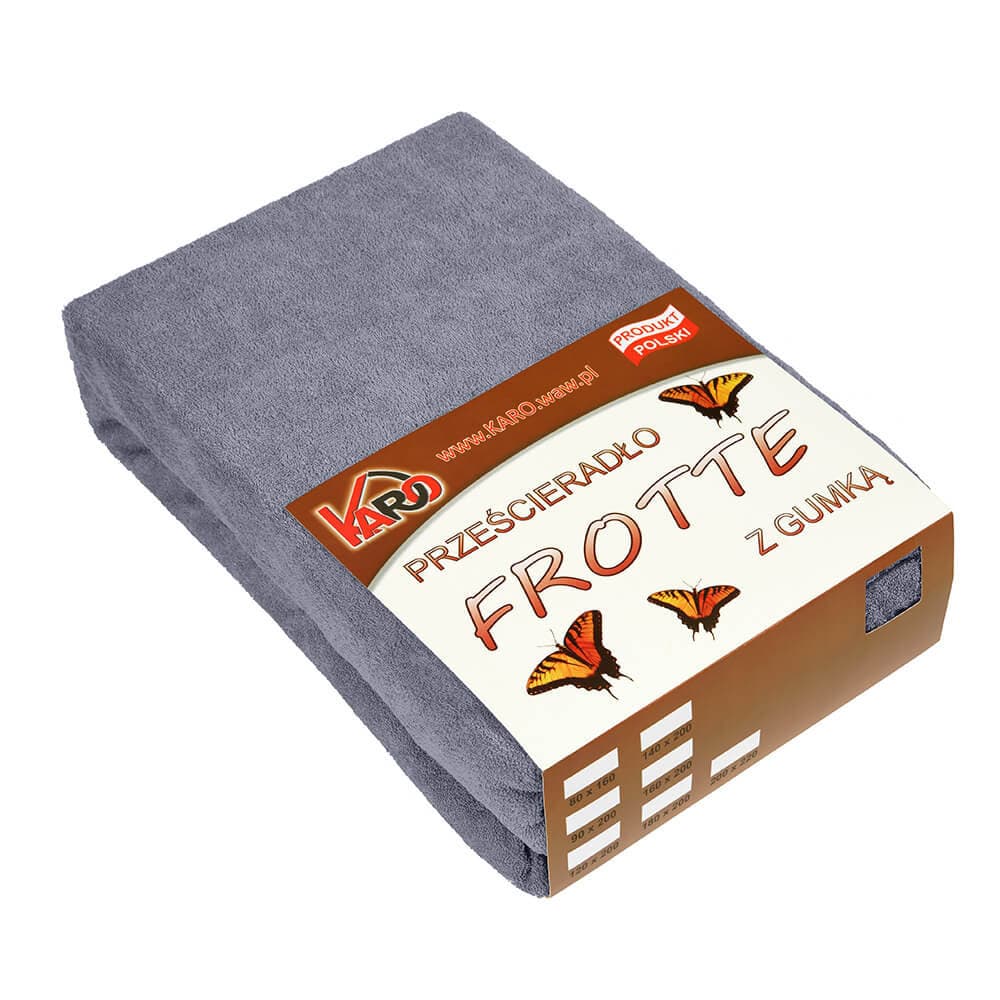 Prześcieradło frotte z gumką 80x160 grafitowe 070 grube 200g/m2 KARO
