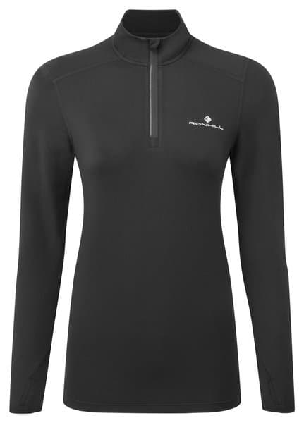 RONHILL Bluza biegowa damska CORE THERMAL 1/2 ZIP TEE black/bright white-M