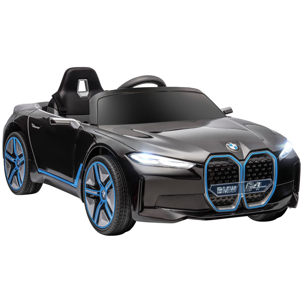 Samochód elektryczny dla dzieci HOMCOM 12 V z pilotem 2,4 GHz, 2 silniki, pojazd dziecięcy z klaksonem, reflektorami, muzyką, łagodnym rozruchem,
