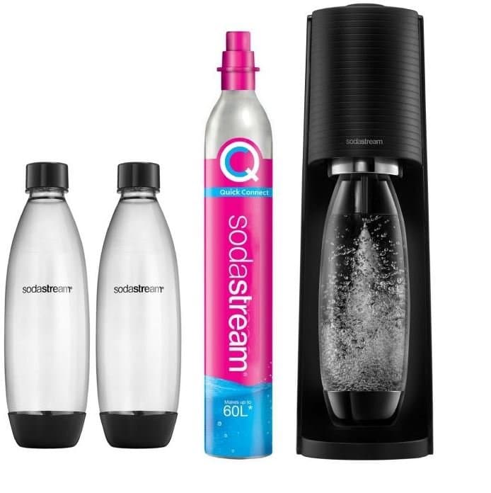 Saturator wody SODASTREAM - czarny z dwoma butelkami i nabojem