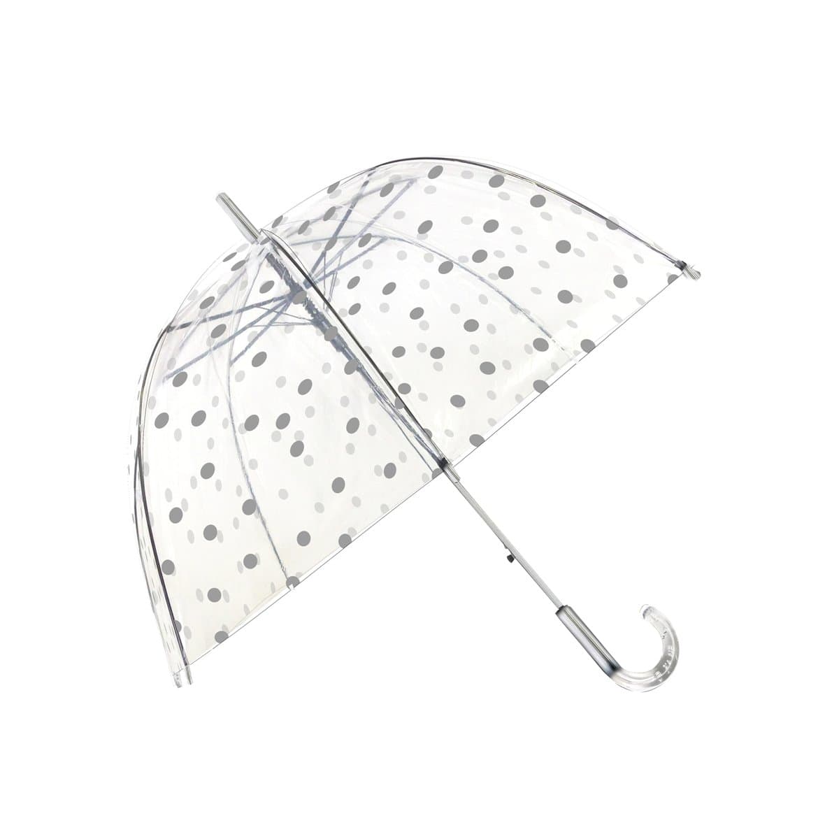 Smati, Długi parasol przezroczysty kopuła, srebrne grochy, UBUL5050