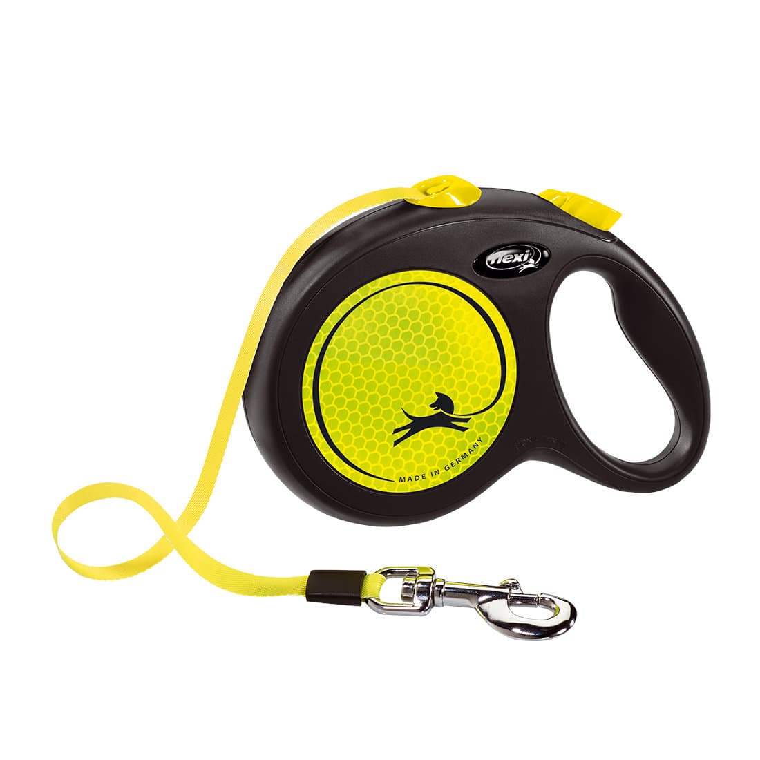 Smycz automatyczna FLEXI New Neon, żółto-czarna, rozmiar L, 5 m