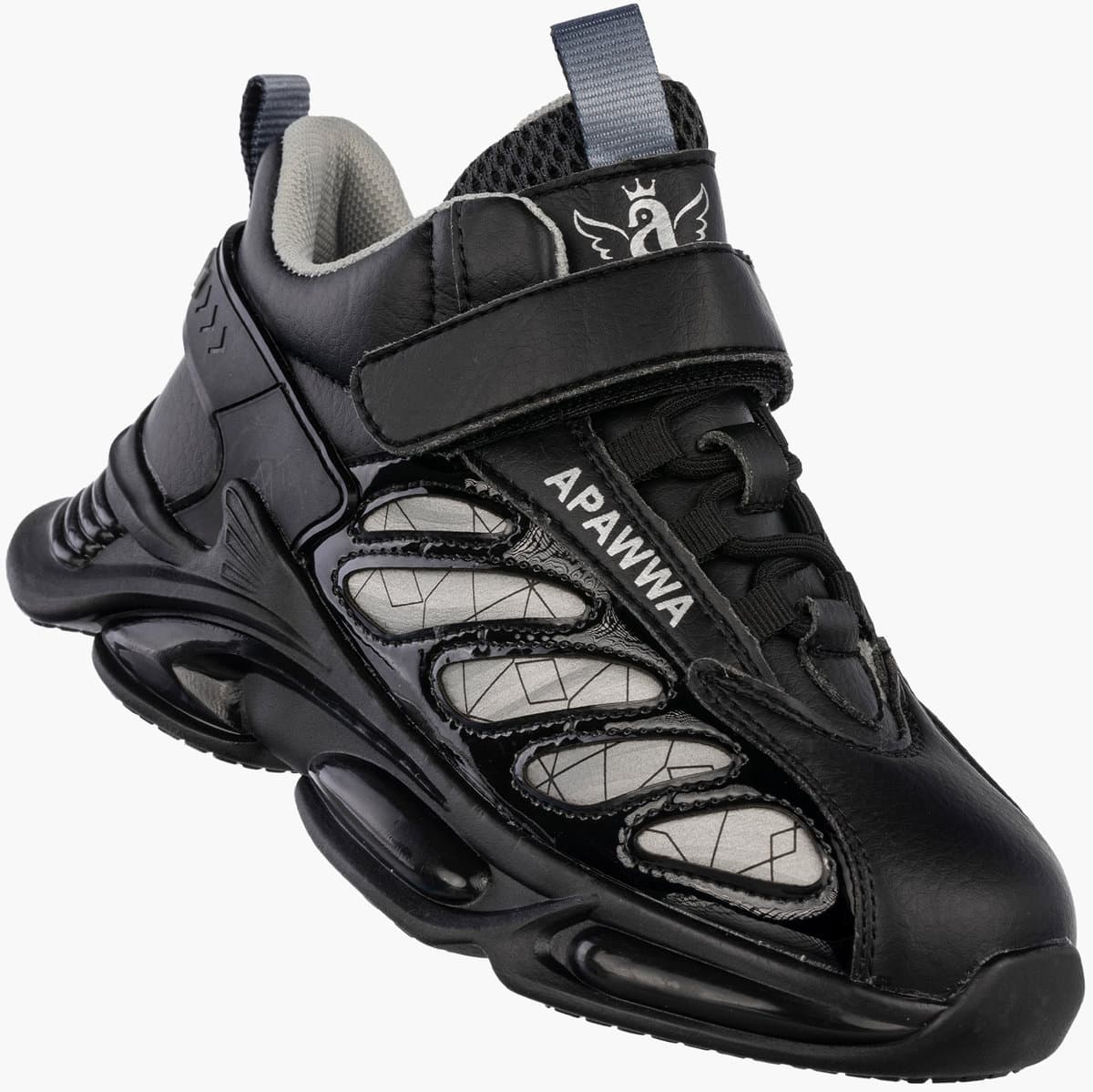 Sneakersy Dziecięce Ekoskóra Buty Sportowe Na Rzepy Półbuty Czarne Apawwa Czarny 26