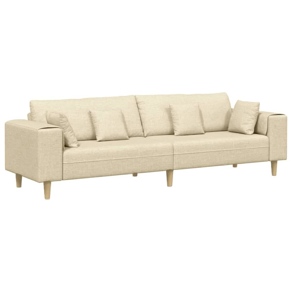 Sofa materiałowa z poduszką Kremowy 208 cm tkanina