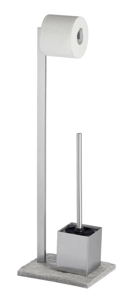 Stojak na papier toaletowy i szczotkę do WC WENKO Granite, srebrny, 74x20x23 cm