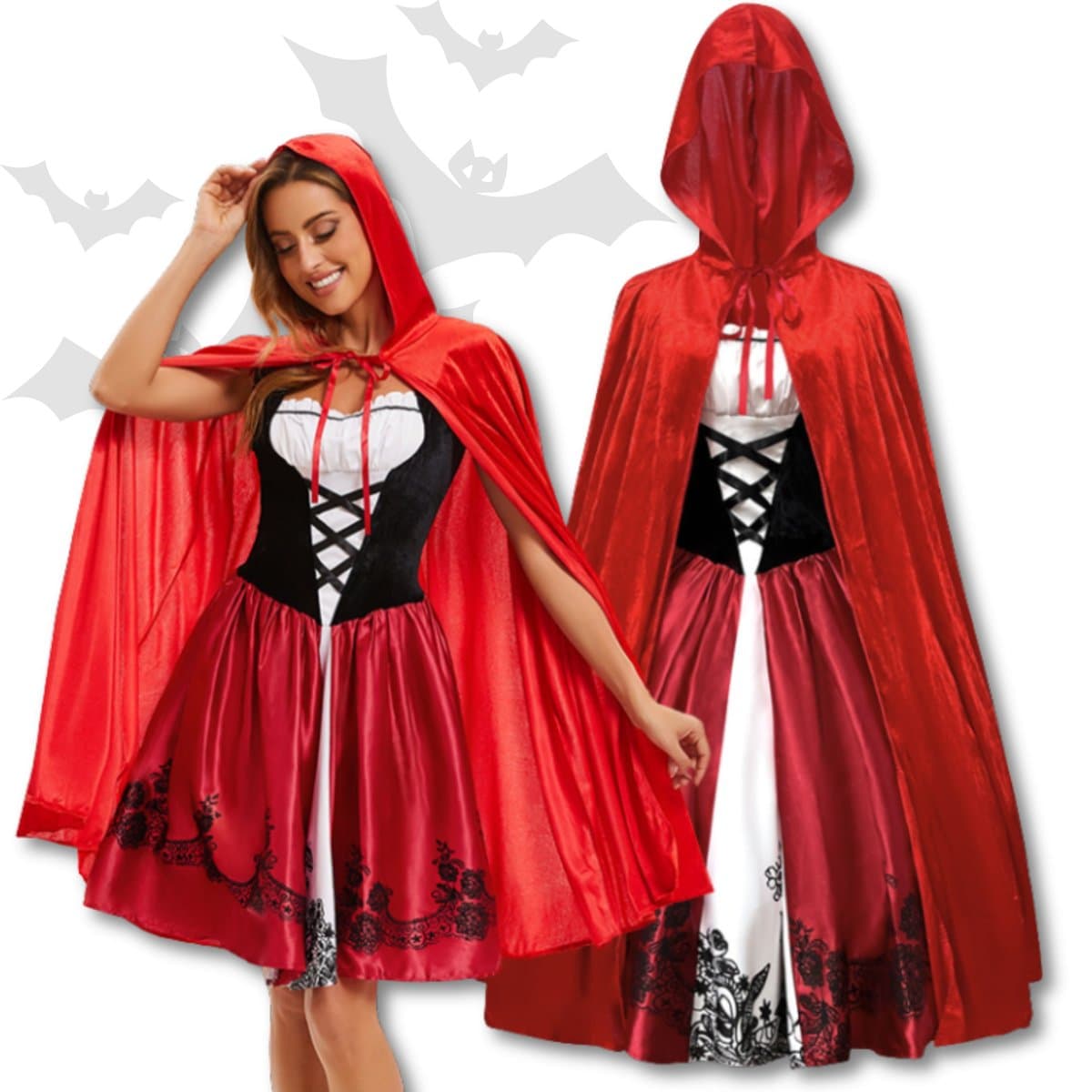 Strój Kostium Czerwony Kapturek Sukienka Cosplay Dla Dorosłych Xs/S 158/164 Cm