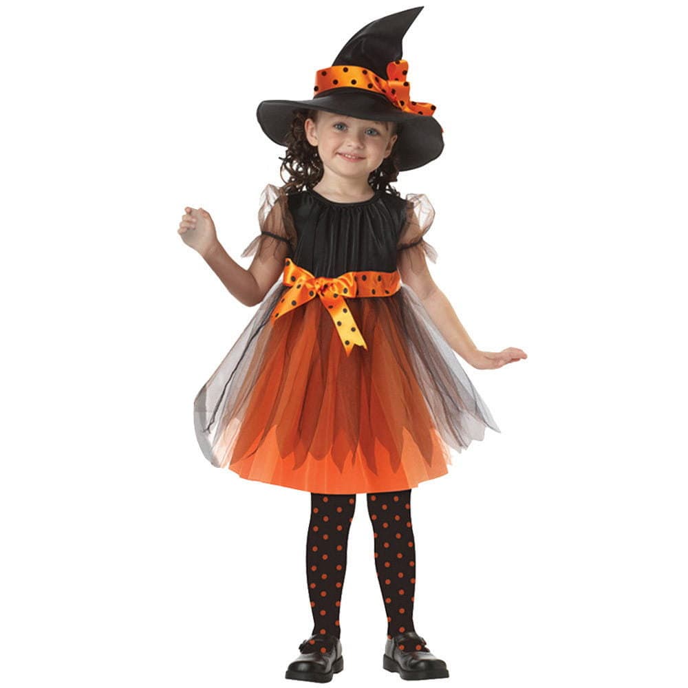 Strój Pomarańczowa Czarownica Halloween - 110-116