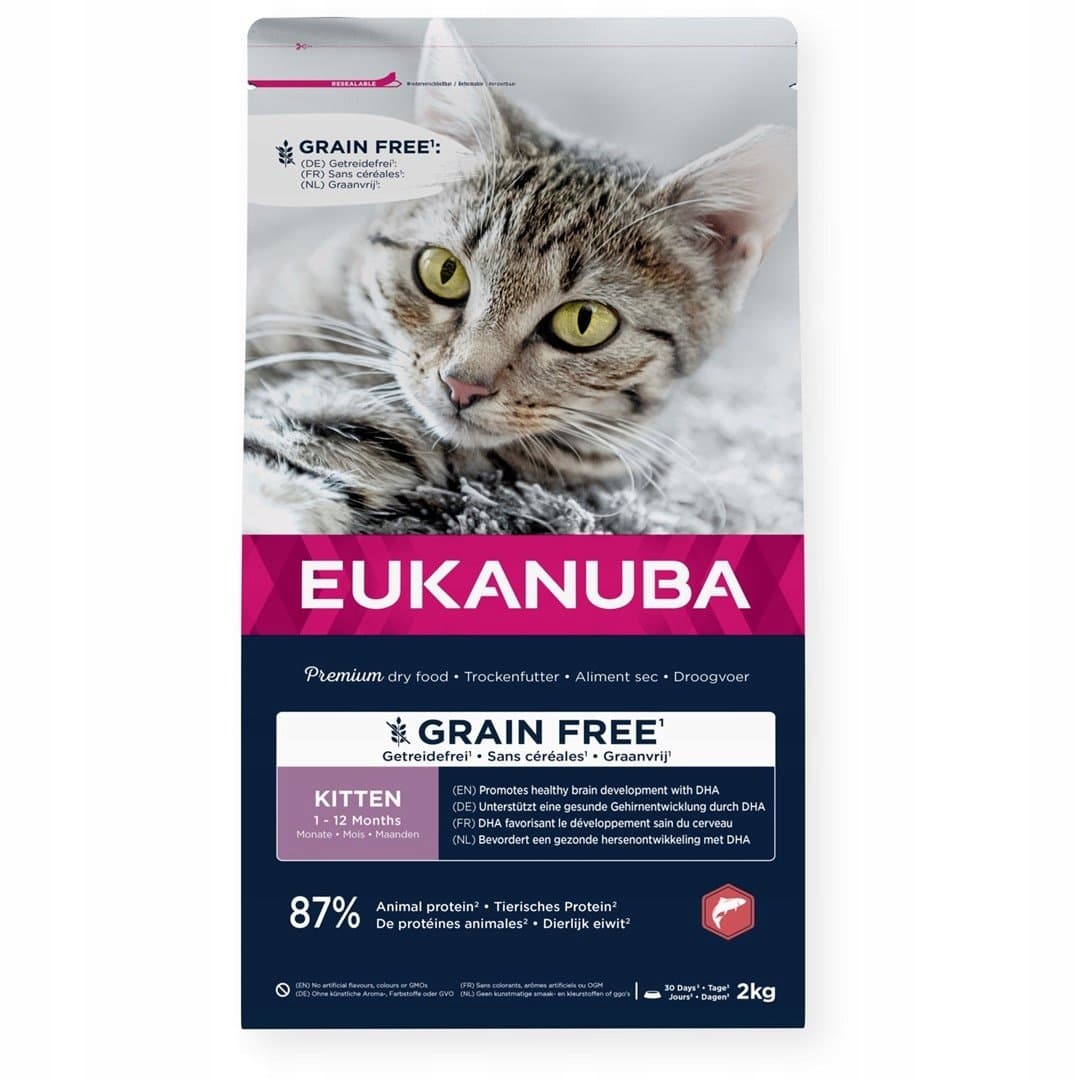 SUCHA Karma dla kota EUKANUBA Grain Free Kocięta ŁOSOŚ 2kg