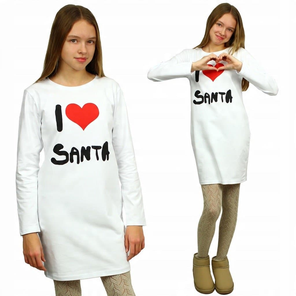 SUKIENKA Tuba ŚWIĘTA Mikołajki LOVE SANTA Bawełna BIAŁA 110