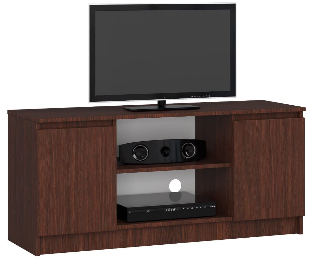 Szafka RTV 120 cm pod telewizor 2 drzwi 6 półek komoda - Wenge