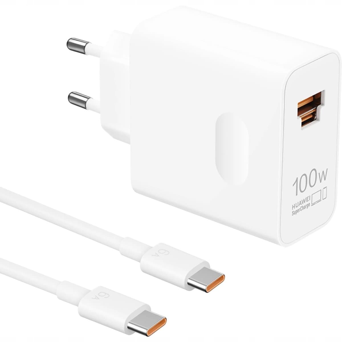 SZYBKA ŁADOWARKA SIECIOWA HUAWEI SUPERCHARGE 100W USB-A USB-C BIAŁA 2 PORTY