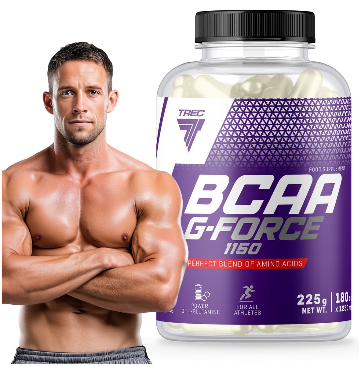 TREC BCAA G-FORCE AMINOKWASY ROZGAŁĘZIONE + L-GLUTAMINA|180 kapsułek