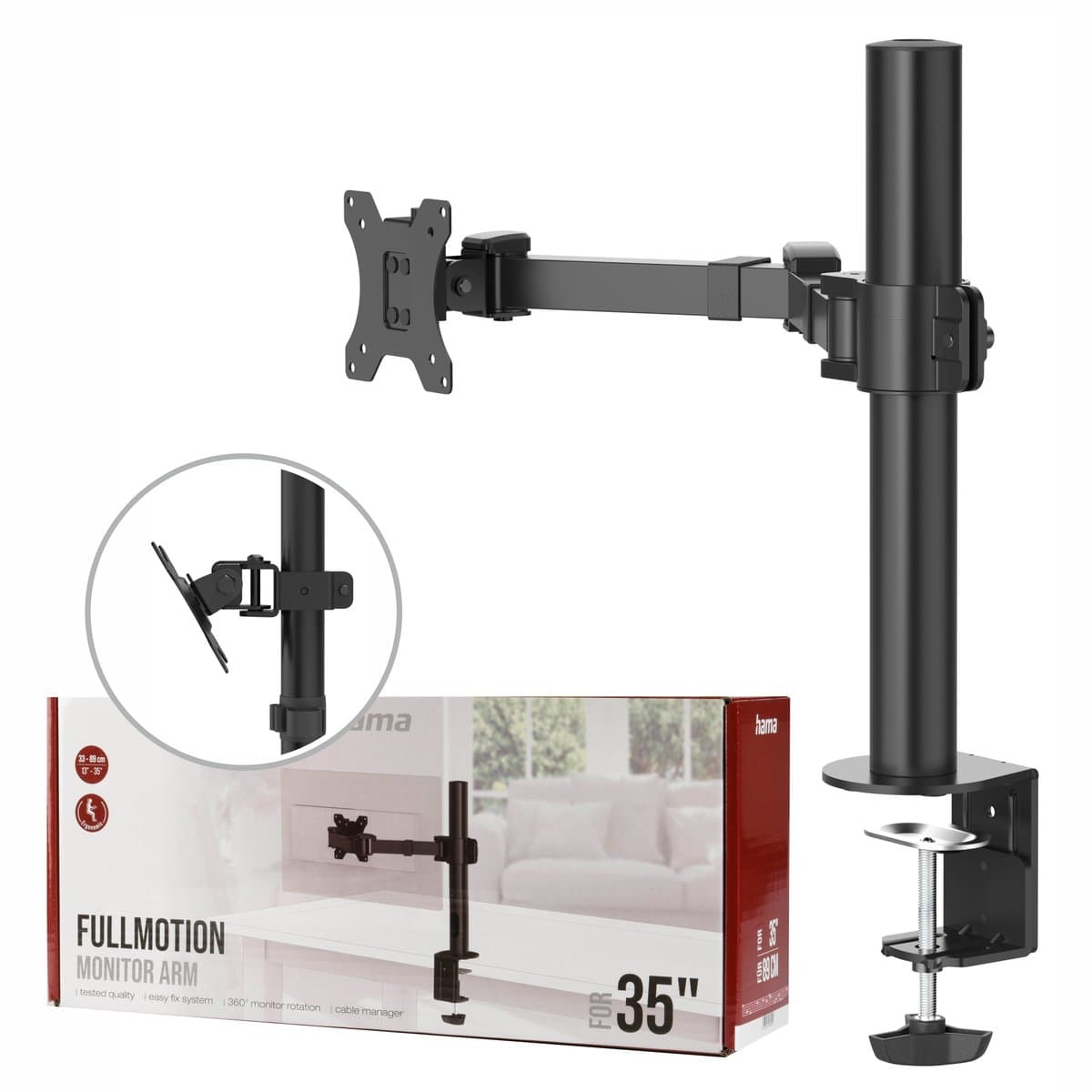 Uchwyt regulowany do monitora Hama 1 ramię 13- 35' ergonomiczny solidny