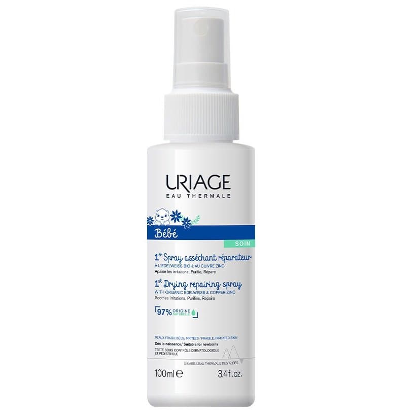 Uriage, Bebe 1st Drying Repairing, Spray łagodzący podrażnienia dla dzieci, 100 ml