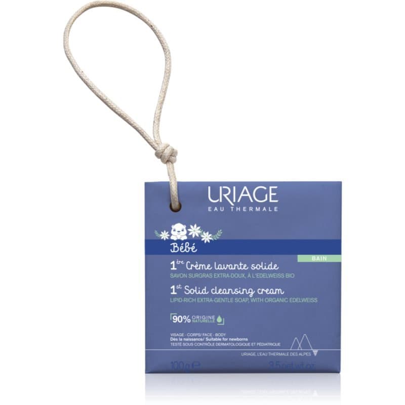 Uriage Bébé 1st Solid Cleansing Cream kremowe mydło do skóry delikatnej i gładkiej dla dzieci od urodzenia 100 g