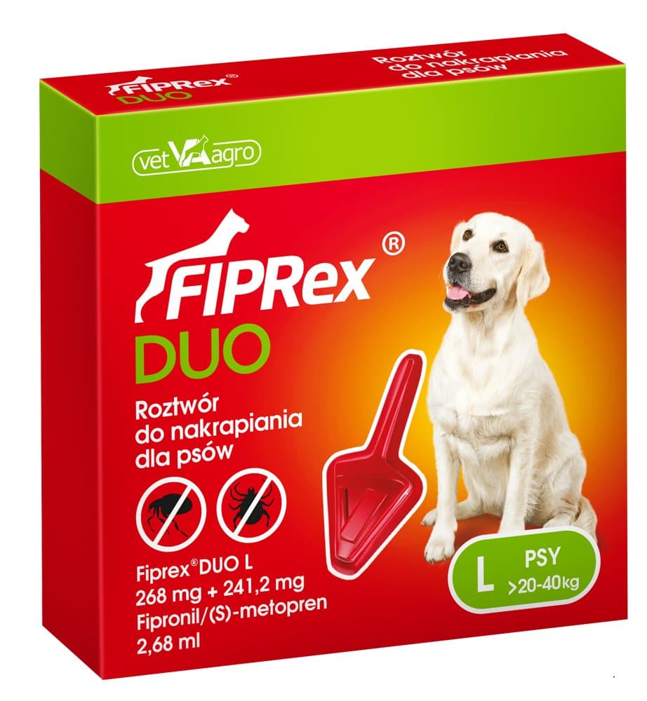 VET-AGRO FIPREX DUO L 268 mg + 241,2 mg roztwór do nakrapiania dla psów