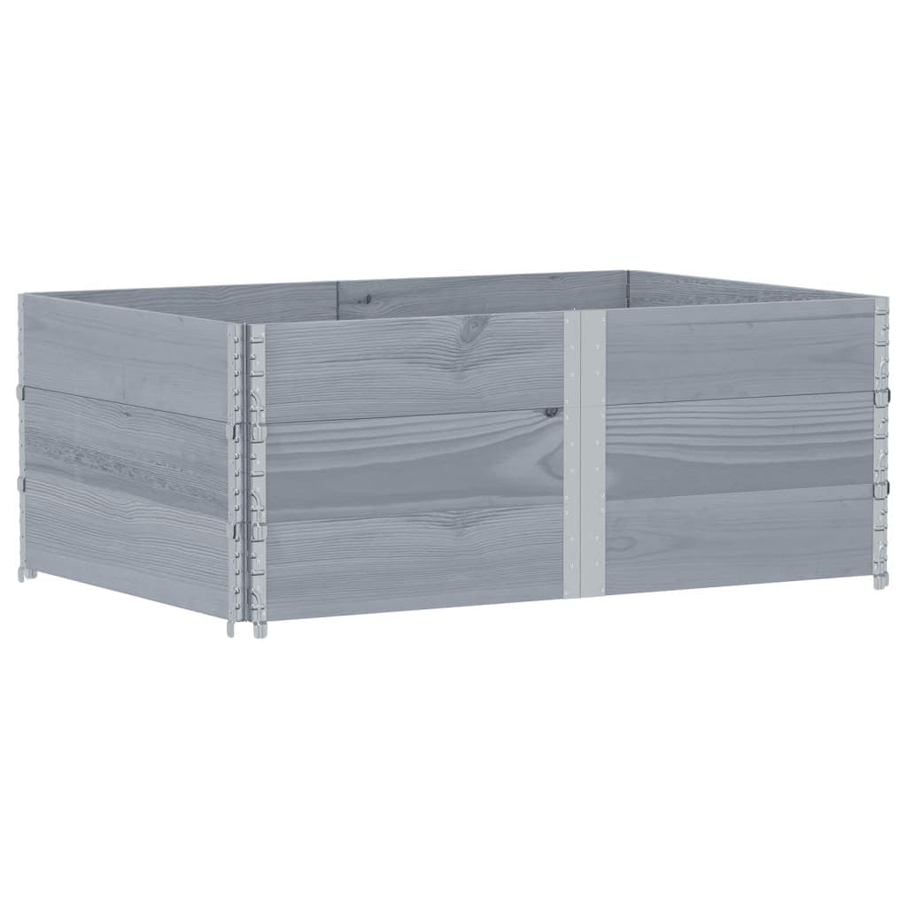 vidaXL Nadstawki paletowe, 3 szt., szare, 150x100 cm, drewno sosnowe