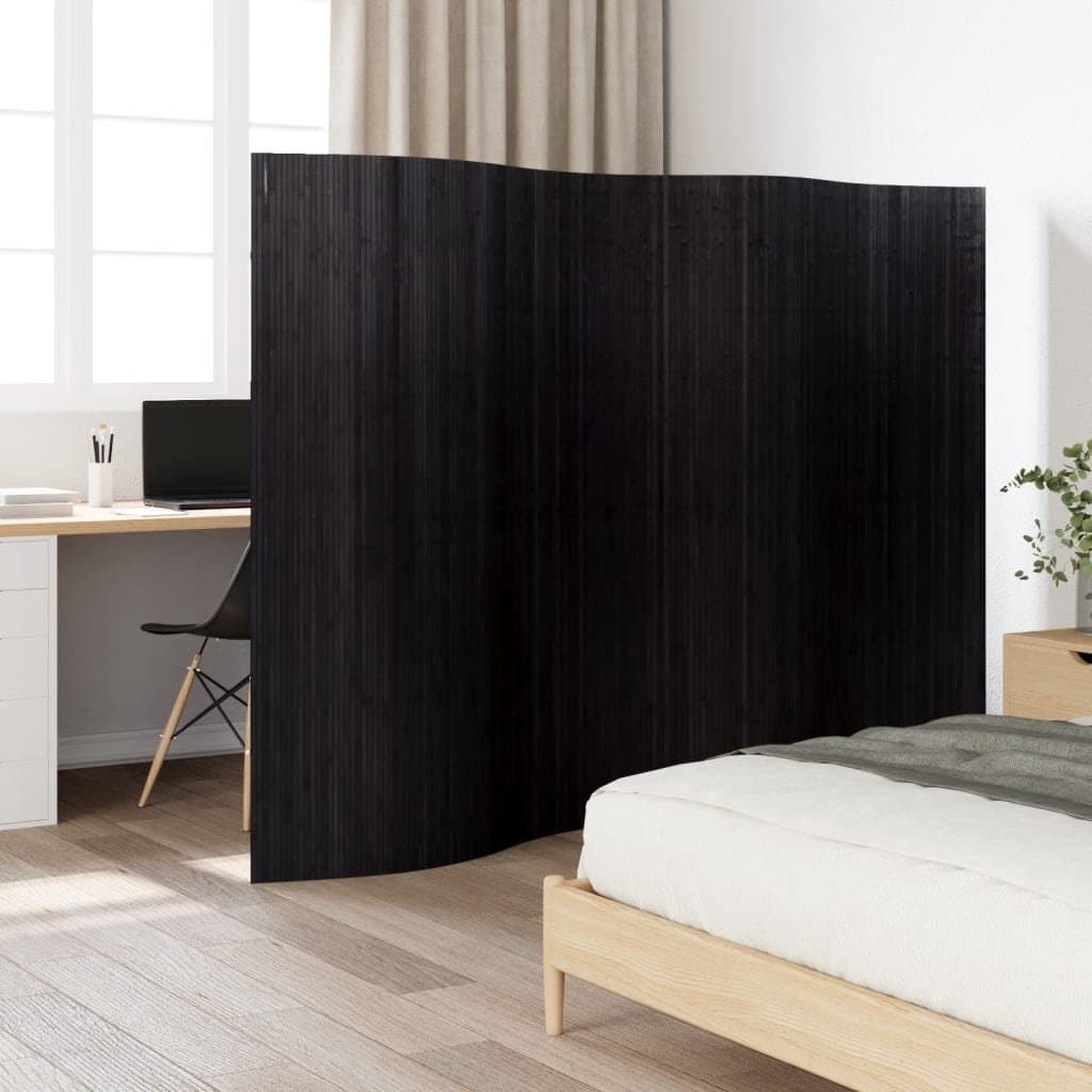 vidaXL Parawan, czarny, 165x250 cm, bambusowy