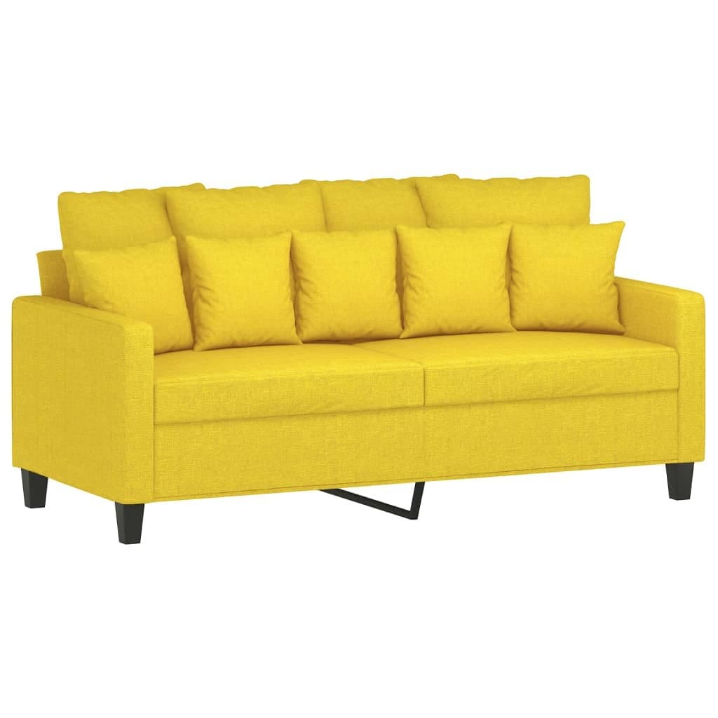 vidaXL Sofa 2-osobowa, jasnożółta, 140 cm, tapicerowana tkaniną