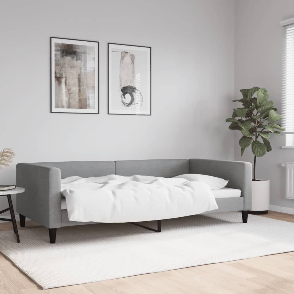 vidaXL Sofa z funkcją spania, jasnoszara, 100x200 cm, obita tkaniną