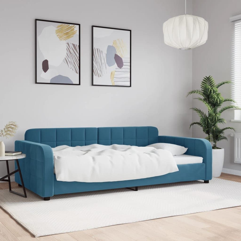 vidaXL Sofa z funkcją spania, niebieska, 100x200 cm, obita aksamitem