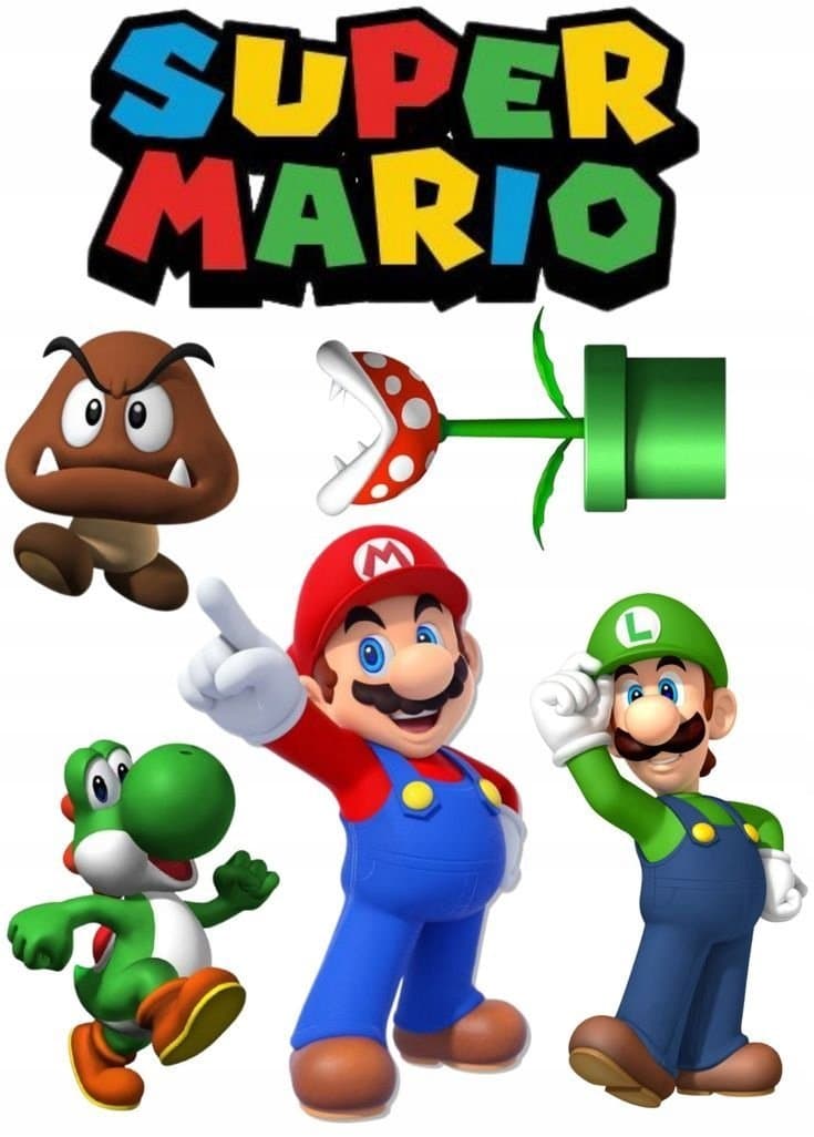 WYDRUK CUKROWY Opłatek na Tort Masa Cukrowa Super Mario Bros Yoshi #5 +IMIĘ