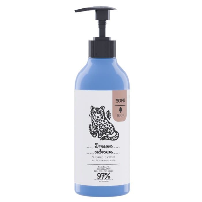 Yope, Wood, żel pod prysznic Drzewo Cedrowe, Jałowiec, Chilli, 400 ml