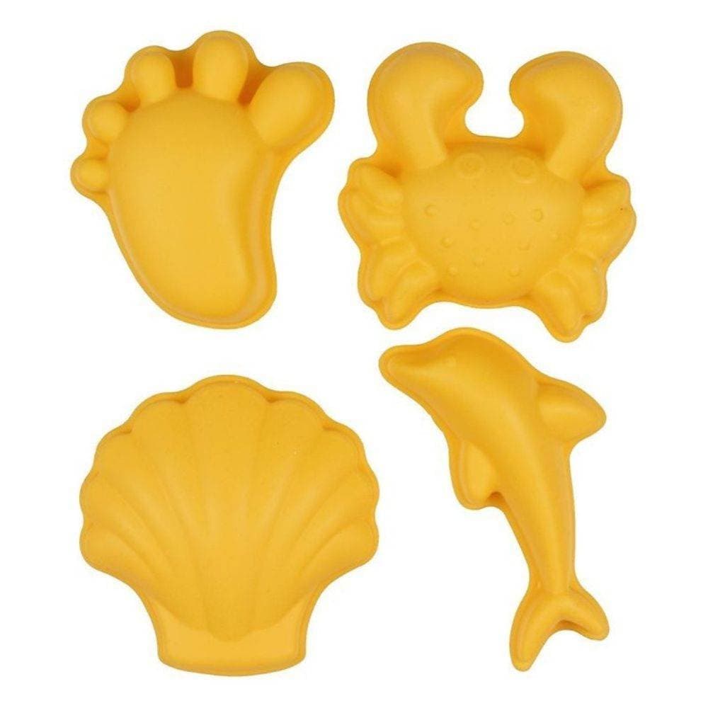Zestaw 4 silikonowych foremek Footprint do piasku Scrunch - yellow pastel